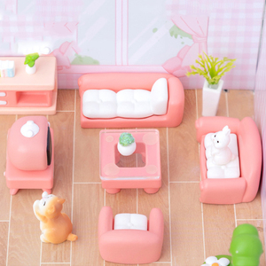 Pink Mini Furniture Resin Figurine Miniatures Room Landscape Decorations <b>Tiny</b> Cabinet Desk <b>Sofa</b> Doll's House DIY Accessories - Product Image 4