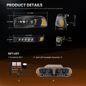 DOT-Zugelassene <span class=keywords><strong>LED</strong></span>-Projektionsscheinwerfer für 1999-2007 GMC Sierra 1500 2500 HD 3500 GMC Yukon XL mit Blinker DRL Seitenmarkierung - Product Image 3