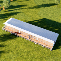 Usine moderne à faible coût préfabriqué plancher plat 3 en 1 hall d'exposition de conteneurs 4*20m hall d'exposition de terres agricoles de conteneur de paquet plat