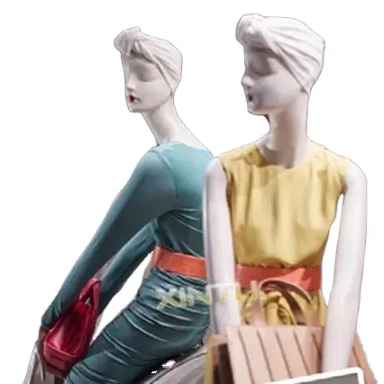 Özelleştirilmiş moda oturma simülasyon tam vücut kadın fiberglas manken kadınlar için kukla giysi ekran fabrika fiyat HQ-C