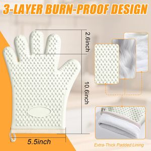 Non-Slip <b>Silicone</b> Oven Mitts with Soft Cotton Lining - Product Image 2
