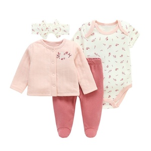 Nouvel Ensemble Bébé Printemps Automne en Gros, Tenue Adorable en Coton pour Bébé 0-1 An avec Porte-Vêtements et Sous-Vêtements Deux Pièces - Product Image 4