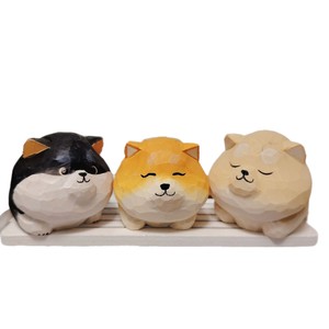 Figurines artisanales en bois de tilleul Shiba Inu, décoration animale pour la maison, article cadeau, artisanat sur pied - Product Image 5