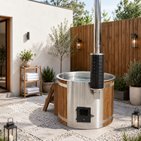Sauna et bain à remous extérieur combinés Warmfire pour 2 personnes, 60 gallons+, idéal appartement, parc, salle de sport, avec chauffage au bois 6KW en acier inoxydable