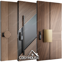 Pintu Masuk Komersial Baja Kustom dengan Lampu LED Strip, Pintu Depan Kaca Modern untuk Hotel, Kantor, Toko