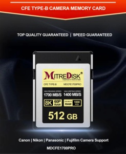 Cf Compacte <span class=keywords><strong>Flash</strong></span> Geheugenkaart Type B 1700 Mb/s Super Snelheid Videocamera Professionele 4K 8K 1Tb 2Tb - Product Image 2