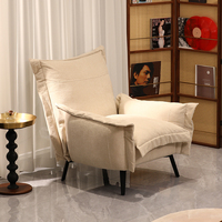 Fauteuil inclinable en tissu texturé, fauteuil de loisirs rembourré, structure en bois, siège d'appoint pour salon