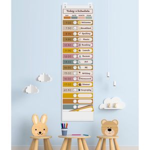 Tabla de Horarios Diarios con Bolsillos, 18+1 Bolsillos, Tarjetas Reutilizables, Tablero Visual de Gestión del Tiempo para Niños, Regreso a Clases - Product Image 2