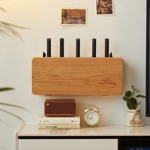 Solid Wood Wall Mounted Storage <b>Box</b> Rectangular <b>Router</b> Modem Organizer For Home Office Use - Product Image 5