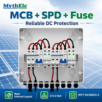 Boîtier de Combinaison Photovoltaïque Solaire 2 Entrées 2 Sorties DC 500V 600V avec Fusible MCB SPD, Boîtier Étanche IP65