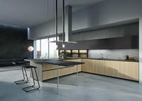 Meuble de cuisine en bois massif JINGSHUN ENF, îlot de comptoir bicolore, ensemble complet de rangement, robinet, montage rapide, conception gratuite