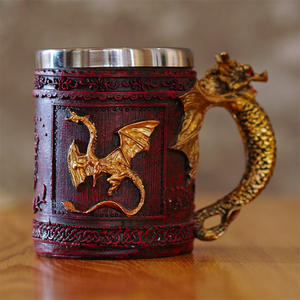 Nouvelle Tasse en Résine Design Niche <span class=keywords><strong>Tête</strong></span> <span class=keywords><strong>de</strong></span> <span class=keywords><strong>Loup</strong></span> Chevalier Squelette Rouge avec Doublure en Acier Inoxydable 304 – Vaisselle Durable pour la Maison, Cadeau Fantaisie Unique - Product Image 3