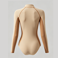 DIVESTAR Khaki Wetsuit Wanita Kustom 2mm Neoprene Lengan Panjang untuk Freediving dengan Ritsleting Depan Anti-UV Tahan Air Ukuran Besar