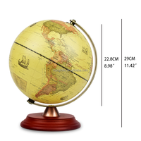 Globe en bois rétro Terrestre de 22.8cm, 9 pouces, décoration de la maison, bureau, jouet, carte du monde, géométrie, ameublement de la maison