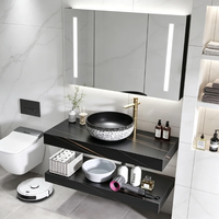 Lavabo et meuble-lavabo pour salle de maquillage d'hôtel, vasque en pierre frittée, lavabo artistique sur comptoir OEM/ODM