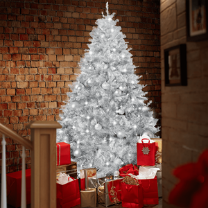 Árbol <span class=keywords><strong>de</strong></span> Navidad Sintético <span class=keywords><strong>de</strong></span> PET Plateado <span class=keywords><strong>de</strong></span> 7 Pies, Decoración con Bolas <span class=keywords><strong>de</strong></span> Navidad, Fácil <span class=keywords><strong>de</strong></span> Guardar y Armar - Product Image 1