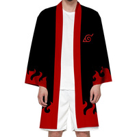 Japanischer Anime-Umhang Bühnenkostüme Rot Bedruckter Kimono-Mantel Unisex Cosplay-Robe