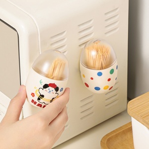 Practical Cartoon Egg-shaped Plastic Mini Shape <b>Fridge</b> Toothpick Dispenser With Magnet for Home Restaurant Use - Product Image 3