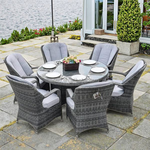 Ensemble de salle à manger rectangulaire Audu UK Grey <span class=keywords><strong>Cannes</strong></span> en rotin pour 6 personnes - Product Image 3