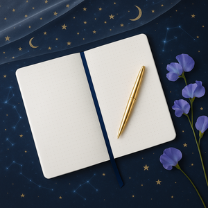 Carnet de notes bleu foncé Constellation avec étoiles argentées, couverture rigide 160 g/m², format A5, design Astrologie et Lune, journal intime, cadeau - Product Image 4