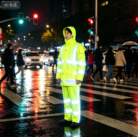 Ensemble imperméable durable et réfléchissant pour la protection contre les intempéries, idéal pour les agents de sécurité, les agents de circulation et les agents d'assainissement (veste et pantalon)