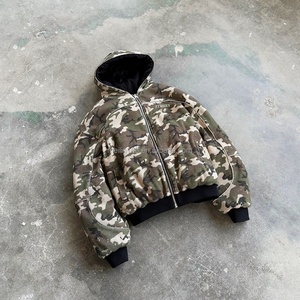 Custom Nylon Zipper <b>Pullover</b> <b>Jackets</b> 3m Reflective Winter Warm Lining Camouflage Waffle Fabric Design <b>Jackets</b> Reversible Hoodies - Product Image 2