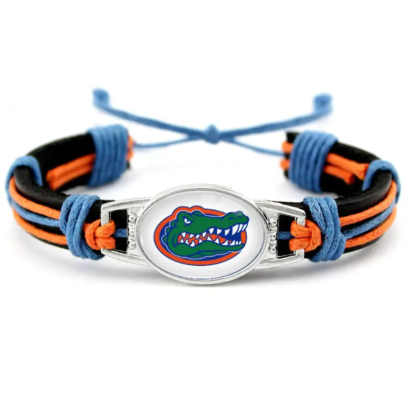 Bracelets Ncaa réglables en cuir de basket-ball de football américain de logo de conception personnalisée en gros