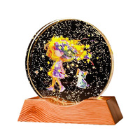 Lampe de nuit décorative personnalisée pour la maison, boule de cristal LED planaire avec impression UV, lampe lumineuse en cristal, ornement