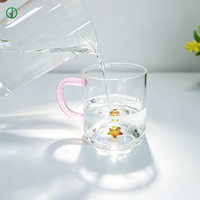 Tasse en verre coloré de luxe 350 ml, résistante à la chaleur, compatible micro-ondes, en verre borosilicate, avec poignée créative aux couleurs contrastées