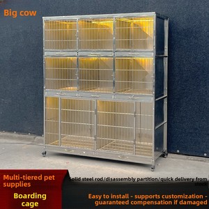Gabbia per Animali Domestici in Acciaio Inossidabile a Doppio/Triplo Strato Rettangolare Multilivello per Ospedali Veterinari e Negozi di Animali - Product Image 5