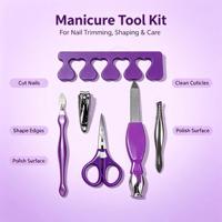Kit d'outils de manucure professionnels violets pour salon et usage domestique