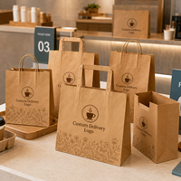 Sac en papier à emporter, sac ouvert, boîte repas en papier robuste, personnalisable avec logo, vente en gros pour le branding des cafés