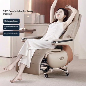 Silla de Oficina Ejecutiva de Cuero Genuino Minimalista con Masaje por Voz Eléctrico, Reclinable, Cómoda para Siestas y Largas Jornadas de Trabajo, de Alta Gama - Product Image 4