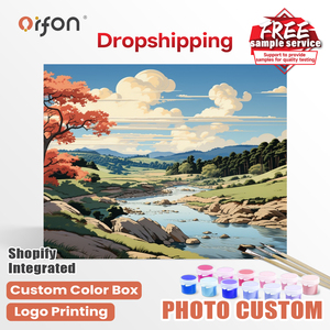 Kit de peinture par numéros ORFON pour débutants en dropshipping, peinture acrylique en gros d'une vallée fluviale dans l'art occidental - Product Image 1