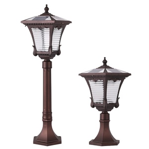 Lampe solaire de colonne 22cm x 50cm LED Bronze pour extérieur, jardin, IP65 résistant à l'eau, 5000K, détecteur de mouvement, aluminium, verre - Product Image 2