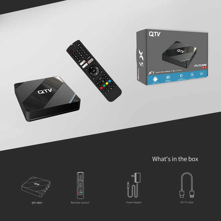 QTV Smart TV Box Receiver Stalker Android 10.0 TV Box