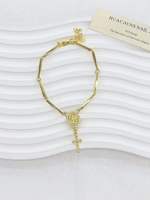 Bracelet ajustable en cuivre avec mini-breloques en émail en forme de crème glacée et perles de verre bleues, vente en gros pour cadeau