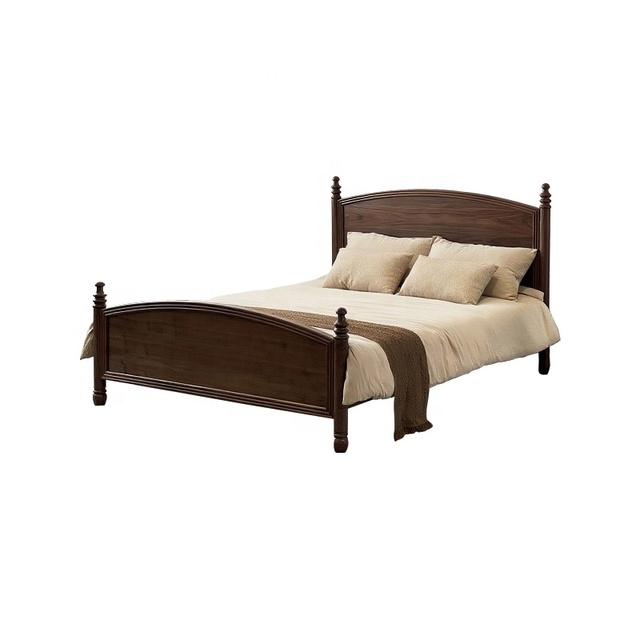 Midcentury Modern Solid Wood Soft Bed King & Queen Size Bed Frame