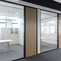 Modern Customized Double Glass Partition for Office Home School & Hospital Soundproof Wall with Aluminium Interior