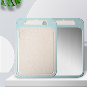 Tabla de Cortar Antideslizante de Doble Cara, Tabla de Cortar de Acero Inoxidable y Plástico de Paja de Trigo para Alimentos - Product Image 2