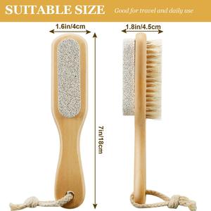 Brosse de massage douce pour les pieds en bois de haute qualité avec poils de sanglier et pierre ponce pour le bain - Product Image 5
