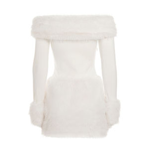 Robe mini élégante à épaules dénudées, respirante et lavable, en tricot, imprimé numérique, taille naturelle, couleur unie, silhouette crayon - Product Image 6