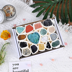 Wholesale High Quality Natural Mixed Gemstone Raw Crystal <b>Box</b> with Aura Geode Heart - Product Image 3