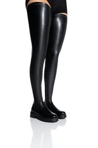 Übergrößen Damen Flache Stiefel mit 4-Wege-Stretch-Gürtel Damen Overknee-Stiefel - Product Image 4