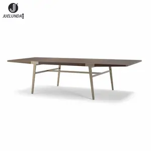 Modern Italian Luxury Marble Dining Table Natural Eucalyptus Veneer Stainless Steel Bronze Brushed Leg Table
