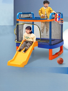 Toboggan de <span class=keywords><strong>trampoline</strong></span> en acier allié <span class=keywords><strong>pour</strong></span> enfants, équipement de jeu <span class=keywords><strong>pour</strong></span> tout-petits avec panier de basket et <span class=keywords><strong>filet</strong></span> de sécurité, tailles 8FT-14FT, utilisation intérieure/extérieure - Product Image 1