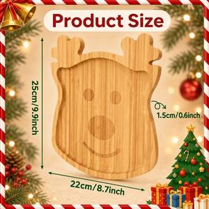 Plateau de service en bambou en forme de <span class=keywords><strong>renne</strong></span>, plateau en bois pour les fêtes de Noël, pour les collations, les fruits, les bonbons, gravé, à compartiment unique - Product Image 2