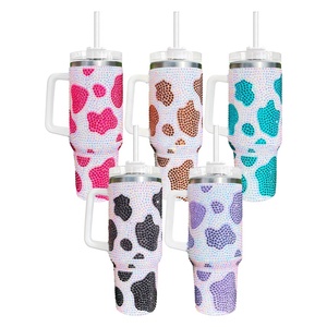 Coffee Mug Wholesale Bulk Cow Print Rhinestone Bling Tumbler Chocolate Milk <strong>Cowprint</strong> 40oz Tumbler Cow Print Tumbler - Product Image 1