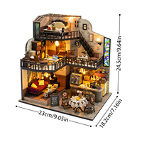Casa de Muñecas de Madera con Temática de Café, Nuevo Producto en Oferta, M2533 Fortunate Encounter, Kit de Casa de Muñecas en Miniatura para Armar