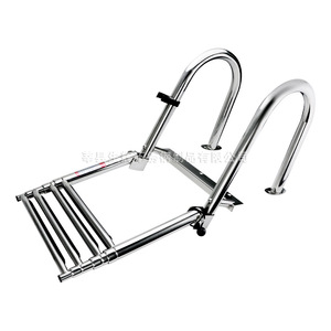 Stainless Steel Boat <b>Ladder</b> Hidden Four Step Drain <b>Ladder</b> For Pontoon Boats Ship Accessories - Product Image 1